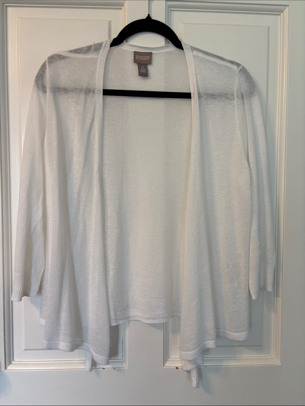Chico's White Lightweight Open-Front Cardigan